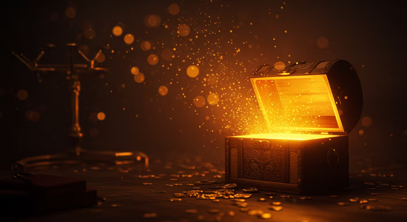 Open treasure chest glowing with rewards